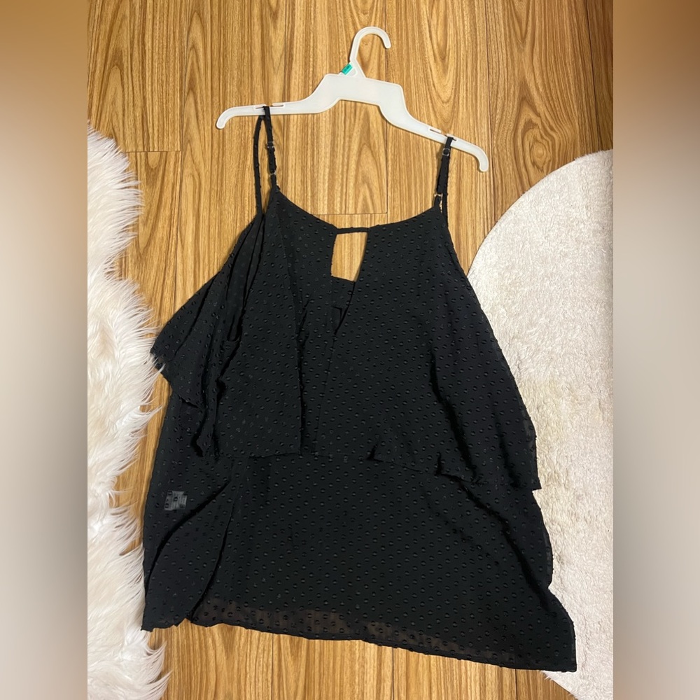 Black poka dot top